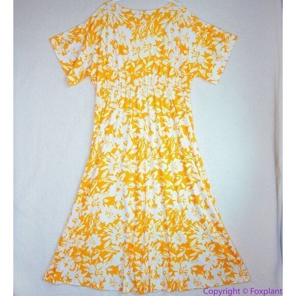 NEW Eloquii yellow floral Dolman Sleeve Maxi Dress with Slit,20 - Picture 6 of 16